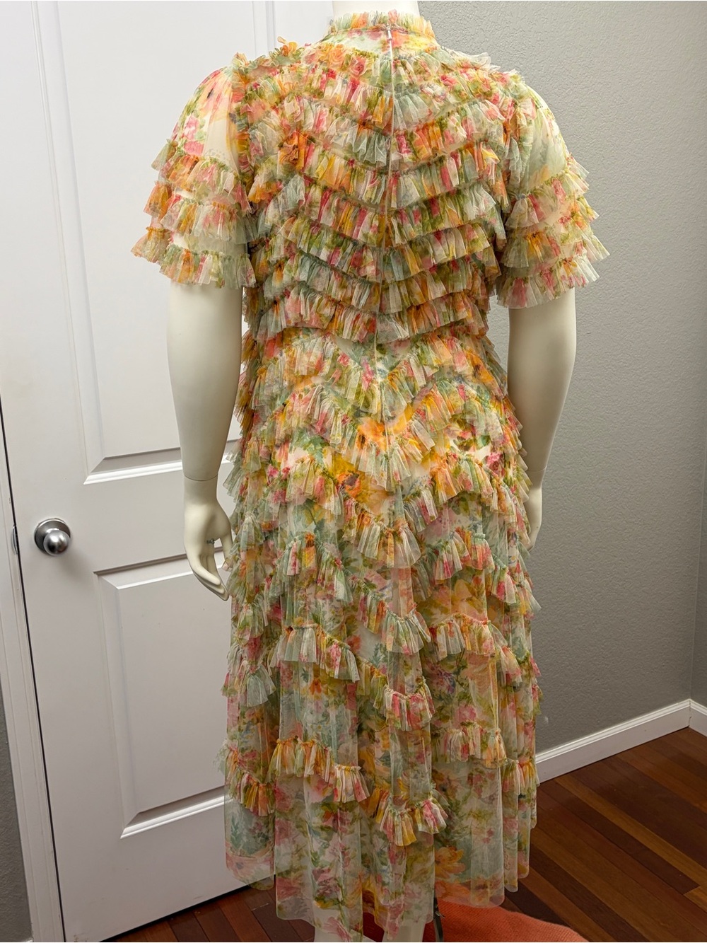 Needle & Thread Pastel Floral Tiered Ruffle Maxi Dress - Size 14 - Picture 6 of 13